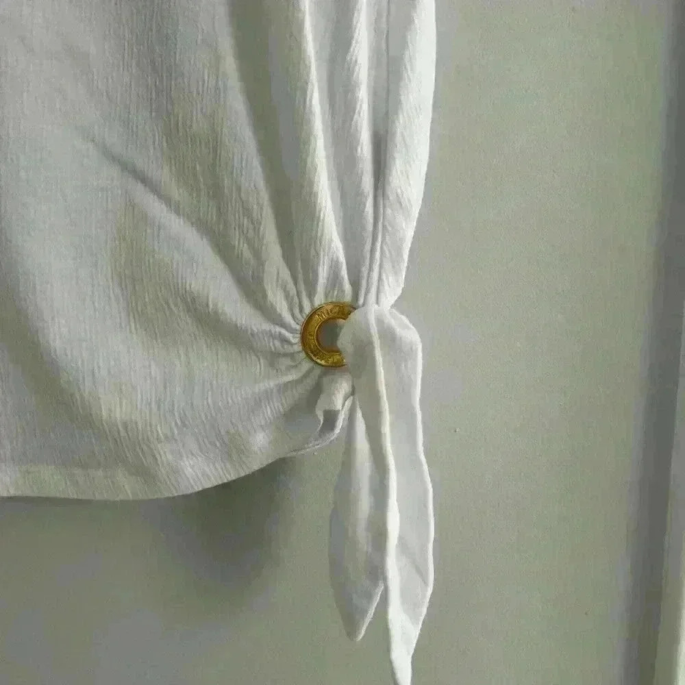 Michael Kors white top with tie - Picture 2 of 5